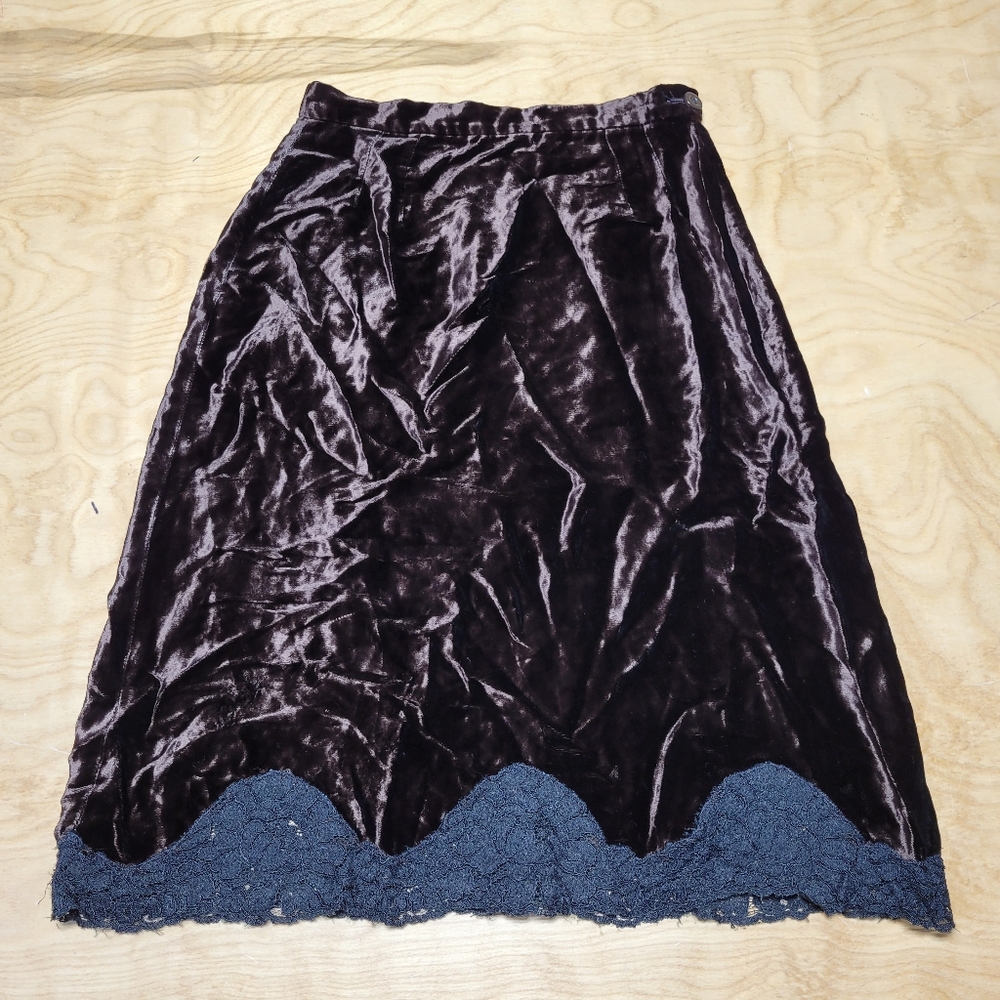 Dolce & Gabbana Brown Velvet & Lace Skirt
